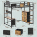 Twin Loft Bed with Desk, Twin Bed Frame with 6 Storage Drawers, 2 Bedside Organizer,3 Movable Hooks,Led Lights & Charging Station,Bunk Bed with Desk, Clothes Rack,Safety Guardrail,Rustic Brown