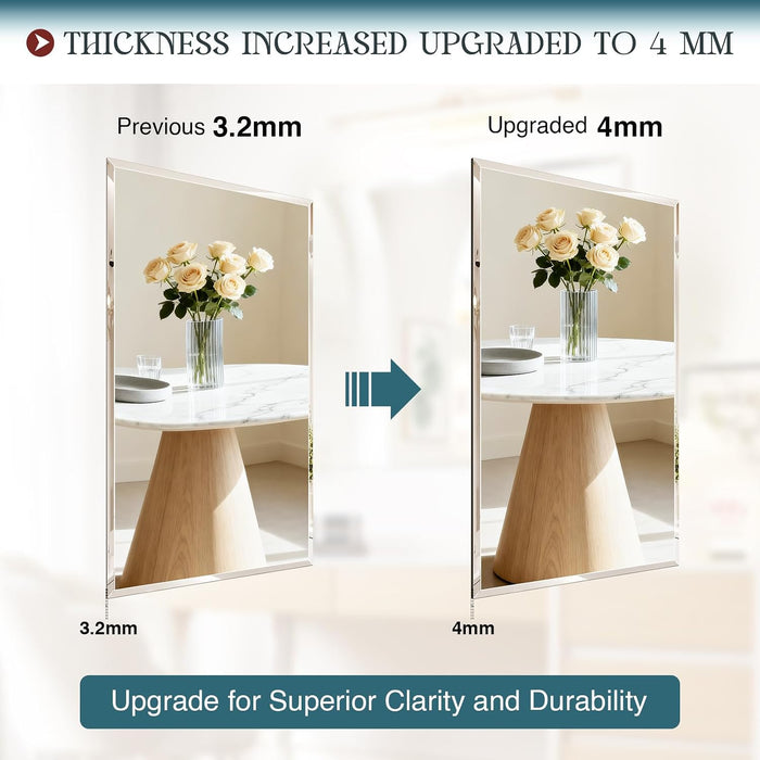 Frameless Bathroom Mirror, 30"X36" Beveled Bathroom Mirror for Vanity, Wall Mount Mirrors with 4Mm Tempered Glass for Bedroom Entryway Living Room Hangs Horizontally or Vertically