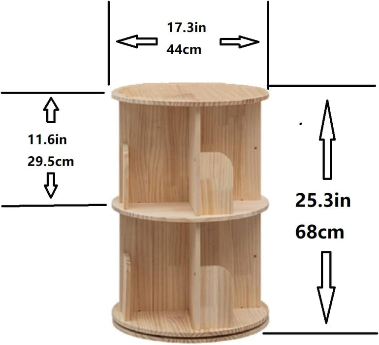 Wooden Rotating Bookshelf 2Tier Floor Display Rack