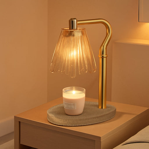 Candle Warmer Lamp with Timer & Dimmable 4-Level Brightness - Adjustable Height,For New Home Bedroom, Gifts for Women (Brown)