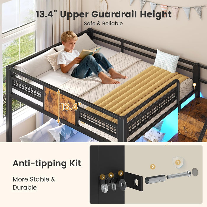 FullOverFull BunkBed WithStairs IndustrialGrade SteelFrame