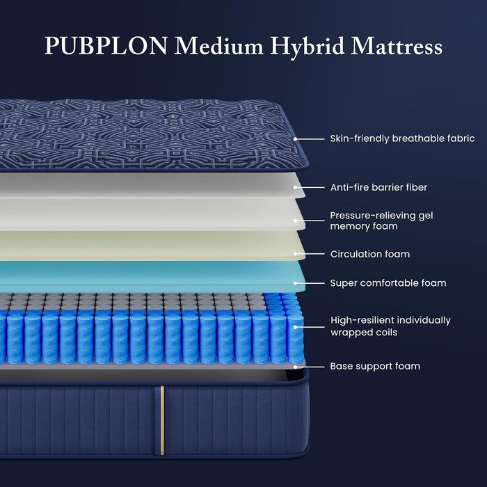 Full Size Mattress, Medium Firm 12 Inch Full Mattress with Lumbar & Shoulder Support, (New Version) Hybrid Mattresses Full with Gel Memory Foam and Individual Pocket Springs, Certipur-Us Certified