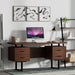 60'' Mariposa Home Office Computer Desk - Walnut Top, Walnut Base, Black Metal, Black Hardware
