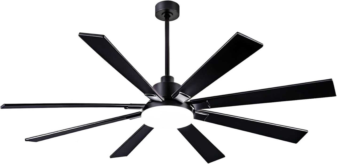 72In Indoor Outdoor Ceiling Fan,Composite Wood Blades Quiet DC Motor Remote