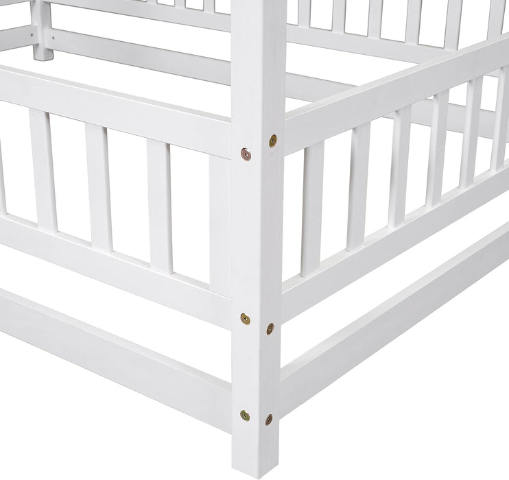 Full Size Wooden Montessori Farmhouse Playhouse Bed