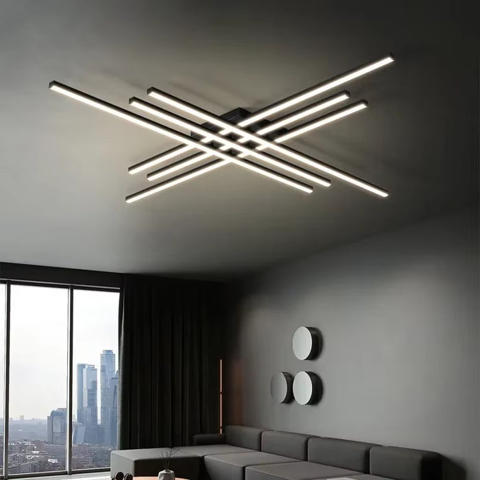 Nordic Minimalist Creative Led Ceiling Lamp Strip Lights Black Chandelier Square Bedroom Lamps Living Room Lamp Led Ceiling Lamp