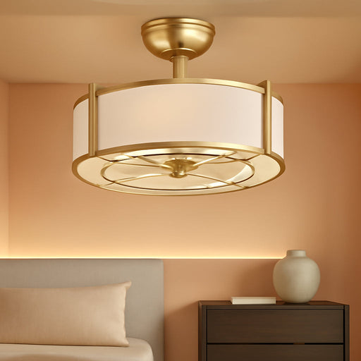 20" Caged Ceiling Fans with Lights, Gold Fandelier Ceiling Fan with Light, Boho Chandelier Fan Remote Control, 6 Speeds for Bedroom, Nursery, Living Room