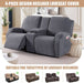 Recliner Loveseat Cover with Middle Console Stretch Reclining Sofa Slipcover for 2 Seat Jacquard Reclining Couch Sofa Covers Furniture Protector with Elastic Straps Bottom (Dark Gray)