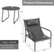 3 Piece Outdoor Bistro Set, Patio Metal Chair & Coffee Table, Breathable Seat Fabric & Cozy Headrest, Metal Conversation Set for Yard, Front Porch, Poolside (Gray)