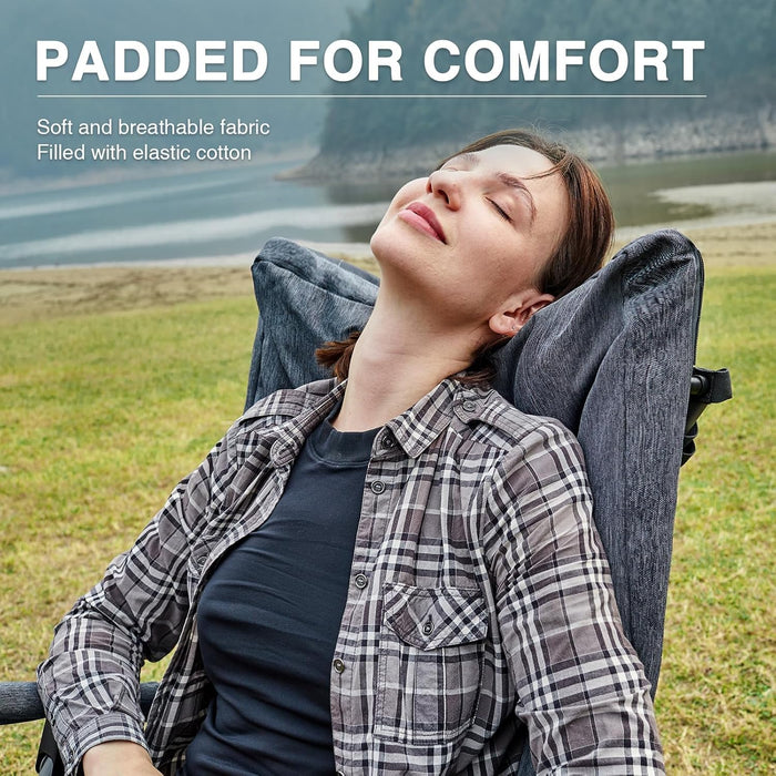 Oversized Folding Rocking Camping Chair, Padded Portable Rocker Chair for Patio, Lawn and Outdoors, Heavy Duty Hard Armchair for Adults Supports 400Lbs, Grey