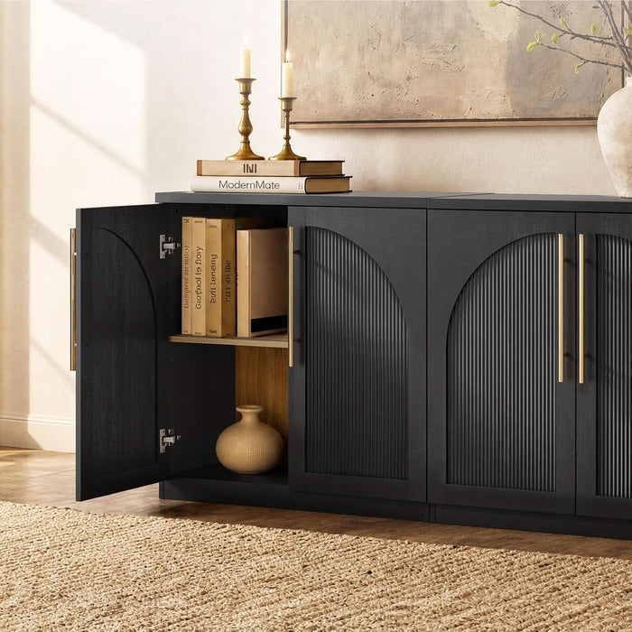Arched Sideboard Cabinets, Modular Buffet Table, Black