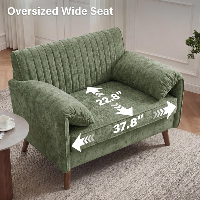 Green Oversized Chenille Accent Chair with Padded Arms