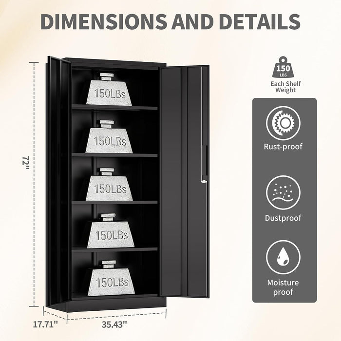 Black Industrial Grade Locking Steel Storage Cabinet