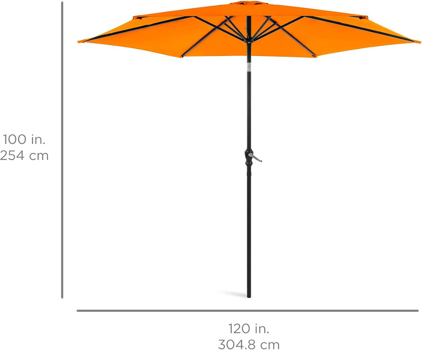 10Ft Outdoor Patio Umbrella, Outdoor Table Umbrella, Yard Umbrella, Market Umbrella with 6 Sturdy Ribs, Push Button, Tilt and Crank - Orange
