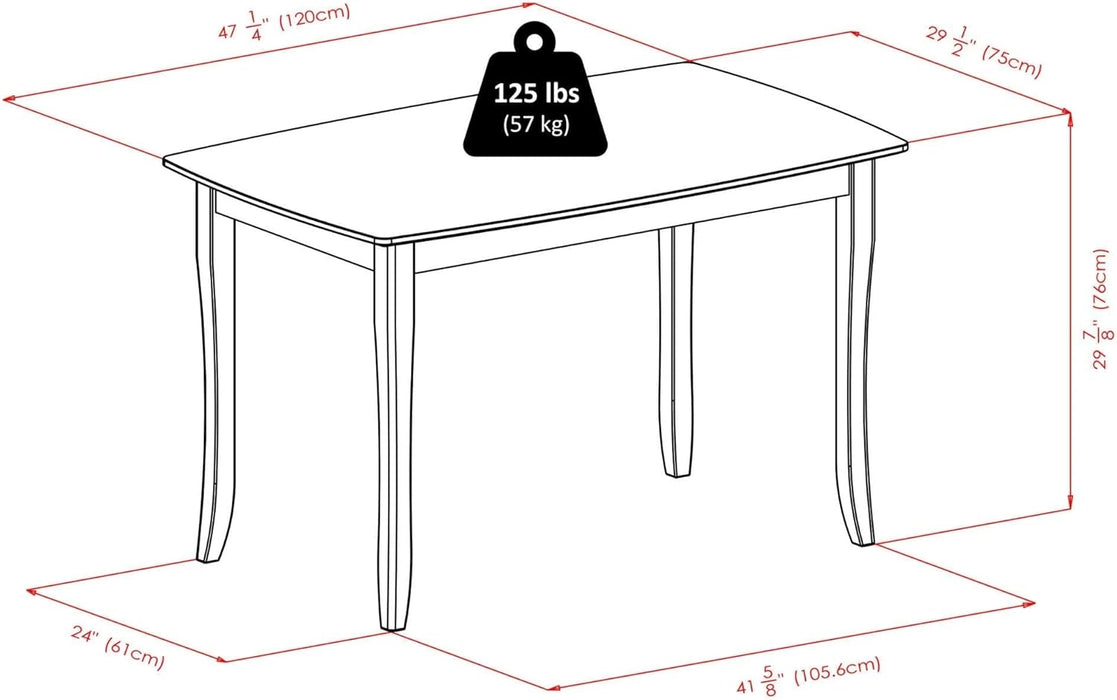 Inglewood Dining Table, Walnut, 47.24X29.53X29.13