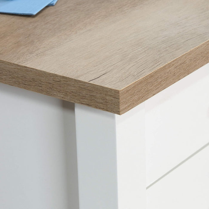 Cottage Road L Shaped Desk Computer Desk with Drawers, Home Office Desk with Optional File Cabinet Storage, Cable Management, in Soft White Finish
