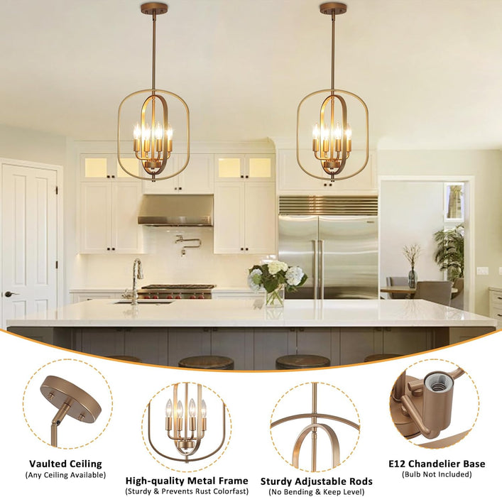 Gold Finish 4 Light Industrial Farmhouse Chandelier