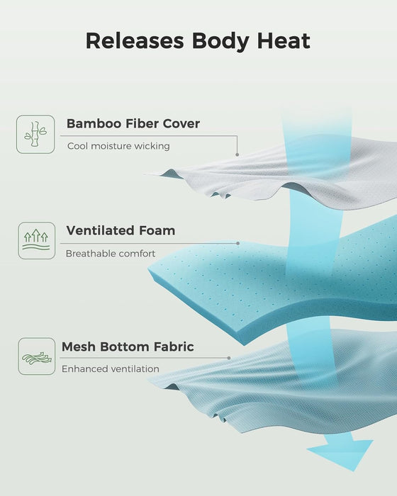 Twin XL Mattress Topper - 3 Inch Cooling Memory Foam Mattress Pad for Back Pain,Bed Topper with Bamboo Cover,Removable & Washable & Non-Slip,Certipur-Us & Oeko-Tex Certified