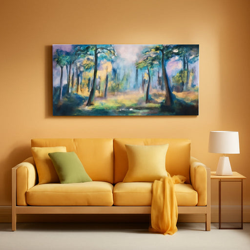 Forest Wall Art for Living Room 48"X24", Botanical Nature Scenery Wall Decor, Tree Landscapes Canvas Painting Artwork for Home Hallway Dining Room Office Bedroom