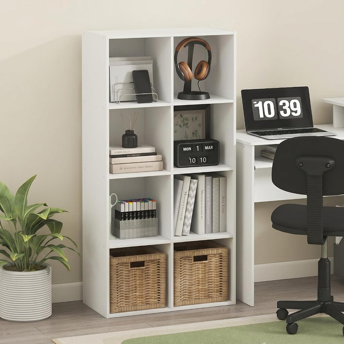 LUDER Book Shelf, 8-Cube Bookshelf, Bookcase, White | Open Shelves, 11.6 X 23.9 X 47.4, for Living Room, Bedroom, Home Office