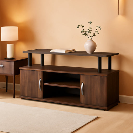 JAYA Large Entertainment Stand for TV up to 55 Inch, Columbia Walnut/Black