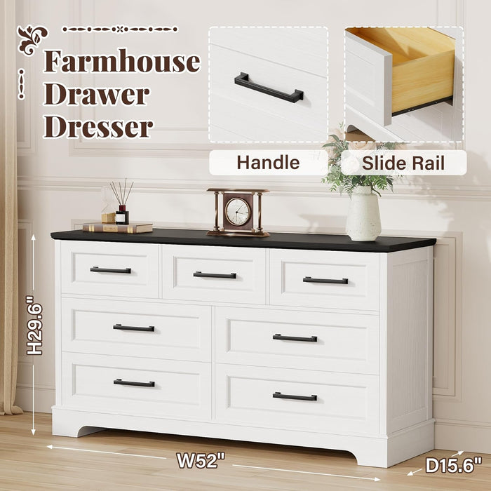 Farmhouse Dresser 52InchWide White Storage Organizer Chest