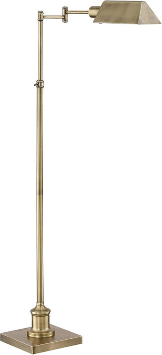 Jenson Traditional Farmhouse Metal Adjustable Pharmacy Floor Lamp Swing Arm 54" Tall Aged Brass Metal Shade Standing Pole Light for Living Room Reading House Bedroom Home Office