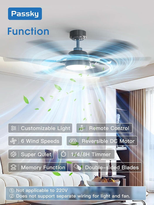 Ceiling Fans with Lights, 52 Inch Ceiling Fan with Light and Remote Control, Reversible, Dimmable, 3CCT, Quiet, Black Modern Ceiling Fan for Bedroom, Living Room
