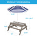 Kids 3-In-1 Sand & Water Table, Wood Outdoor Convertible Picnic Table W/Umbrella, 2 Trays, Removable Top - Gray/Navy