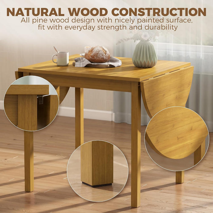 55" Solid Wood Folding Dining Table for 4-6 People, Oak
