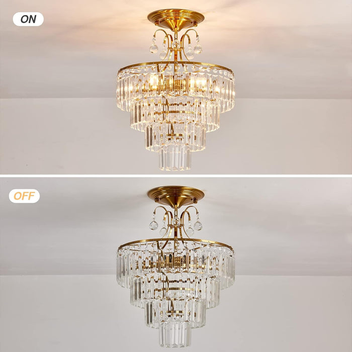 Crystal Gold Five Light Chandelier Ceiling Fixture