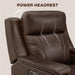 Power Recliner Lay Flat with Headrest, Leather Dark Brown