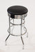Heavy Duty 30-Inch Backless Swivel Bar Stool for Kitchen, Garage, or Workshop, Chrome Finish with Faux Leather Seat, 2 Pack, Black
