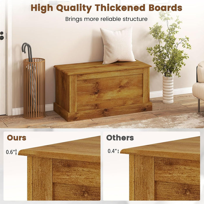 Oak 35.5 Inches Organizational Storage Bench Strut