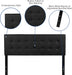 Button Tufted Upholstered Queen Size Headboard in Black Vinyl