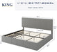 King Size Dutch Velvet Upholstered Platform Bed Frame/Vertical Channel Tufted Adjustable Headboard/Low Profile Bed Frame/No Box Spring Needed/Easy Assembly/Grey