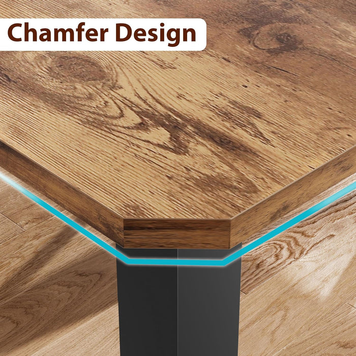 Industrial Dining Table for 6-8 People, 78.7 Inch Long Kitchen Table with Sturdy Metal Frame & Rustic Brown Finish - Seats 6 Rectangular Counter for Dinner, Easy to Install(Only Table)