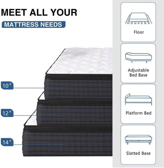Full-Size 10-Inch Hybrid Memory Foam Mattress Pressure-Relief