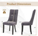 Upholstered Dining Chairs Set of 2, Channel Tufted Kitchen Chairs W/High Backrest, Rubber Wood Side Chairs, Padded Seat, Modern Fabric Armless Accent Chairs for Restaurant, Living Room
