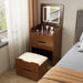Walnut Compact Vanity Desk With Illuminated Mirror