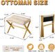 Ottoman Foot Rest- Bamboo Foldable Stool, Foot Stools Small Ottman with Upholstered & X Legs, Folding Stool for Makeup, Bedroom and Living Room (Large Beige)