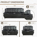 3 Piece Living Room Furniture Set, Leather Sofa Set for Living Room, Modern Couch Set with 3-Seater Sofa, Lovesat and Armchair (Black 1)
