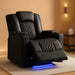 Power Recliner Chair PU Leather Electric Massage Recliner Sofa for Living Room Home Theater Seating with Cup Holders and LED Lighting (Black)