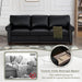 2-Piece Comfy Upholstered PU Leather Sofa Couch Set, Mid-Century Modern Loveseat Sofa+3 Seater Couch with Storage Space for Living Room, Furniture Set, Black