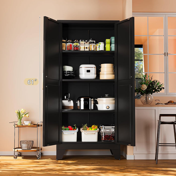 Black 61 Inch IndustrialGrade Pantry Cabinet Doors