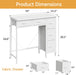 33" Small Computer Desk with 5 Fabric Drawers, White, 14.2" D