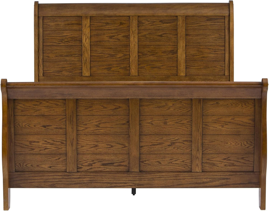 Liberty Furniture Industries Grandpa'S Cabin Queen Sleigh Bed, Medium Brown Aged Oak