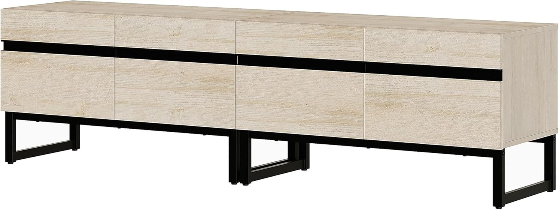 Modern TV Stand for Tvs up to 75 Inch, 2 in 1 Entertainment Center TV Console with Storage Cabinets and Metal Base,Media Console for Living Room,Light Oak