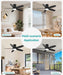 42 Inch Ceiling Fans with Lights, Quiet Reversible Fan with Remote & APP Control, 6-Speed, 3 Color Temperatures Dimmable LED, DC Motor, Low Profile Ceiling Fan for Bedroom Living Room, Black