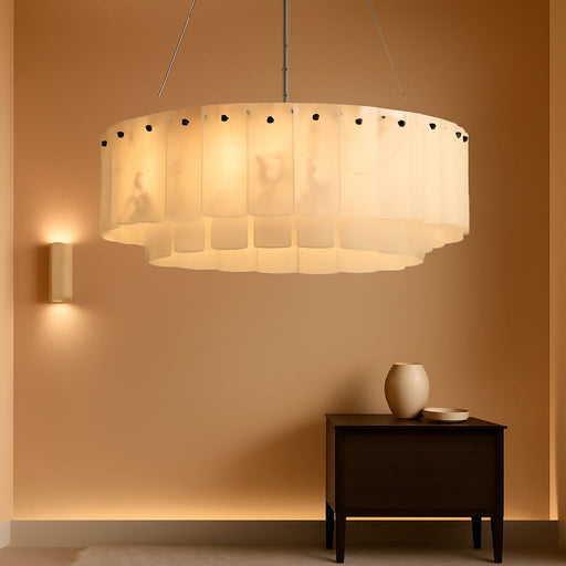 Alabaster Chandelier, D24In Modern round Chandeliers, Chandeliers for Dining Room, Marble Pendant Light, Alabaster Chandelier for Bedroom, Living Room, Foyer, Entryway, Hallway